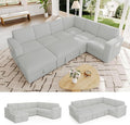 106.7" Sectional Sleeper Sofa with Pull Out Couch, Modern 7 Seat U Shaped Modular Couch, Sectionals Modular Sofa with Storage, Comfy Corduroy Couches Sectional for Living Room, Light Gray