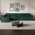 Cozy Castle 142" Modular Sectional Sofa, L Shaped Corduroy Boneless Couch with Deep Seat and Ottoman Chaise Cloud Sofa Upholstered Couches for Living Room Bedroom No Assembly Required (Green)