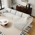 136" Sectional Couches for Living Room Cloud Couch Sofa with L-Shape Upholstered Boneless Couchs Modern Modular Sectional Couch with Chaise (White, 136" Right Facing Chaise+3Seaters)
