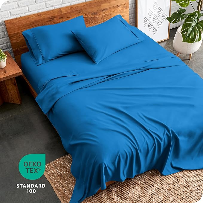 Bare Home Twin XL Sheet Set - 1800 Ultra-Soft Microfiber Twin Extra Long Bed Sheets - Double Brushed - Deep Pockets - Easy Fit - 3 Piece Set - Bedding Sheets & Pillowcases (Twin XL, Medium Blue)