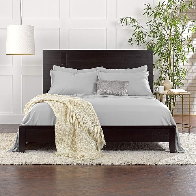 Pure Bamboo Twin Sheets, Genuine 100% Organic Viscose Derived from Bamboo Bed Sheet Set, Luxuriously Soft & Cooling, Double Stitching, 2 Year Quality Promise (Twin, Silver Pearl)