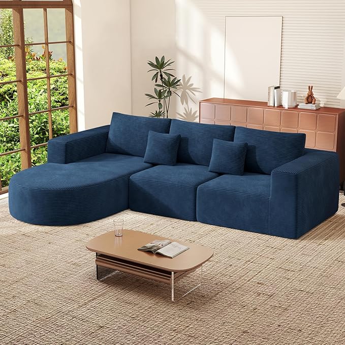 Boneless Couches for Living Room,Cloud Sectional Couch with L-Shape Chaise,Modern Modular Sofa with Deep Seat Upholstered Comfy Couches for Bedroom,No Assembly Required,1PCS