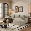 96" Sectional Couches for Living Room Cloud Couch Sofa with L-Shape Upholstered Boneless Couchs Modern Modular Sectional Couch with Chaise (Camel, 96" W+Left Facing Chaise+2Seaters+Ottoman)