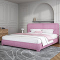 BarnFurin King Size Boucle Bed Frame and Headboard, Cloud Upholstered Platform Bed Frame, Soft Rounded Corners, No Box Spring Required, Non-Slip and Noise-Free, Easy Assembly, Rose Pink