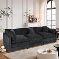 Setawix Chenille Cloud Couches for Living Room,3 Seater Cloud Sofa Couch with Deep Seat,112.2" Roomy Cloud Sofas,Modular Sectional 3 Seat Sofa with Pillows for Bedroom (Black, 3 Seater)