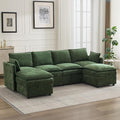 105" Cloud Modular 4 Seater Sofa with 2 Storage Ottoman, Modern Upholstered Sofa Storage Sofa Couch Deep Seat, U Shape Sectional Sofa Chenille Comfy Couch with Armrests for Living Room, Green