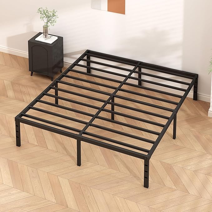 Metal Platform Bed Frame 18 Inch Tall,No Box Spring Needed,King Size Bed with Heavy Duty Strong Support Slats,Easy to Assemble,Black