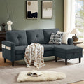 79" Convertible Sectional Sofa, Small L Shaped 3 Seat Couch with Storage Chaise and Side Pocket, Modern Linen Fabric Reversible Sofa Couches for Living Room, Apartment and Small Space