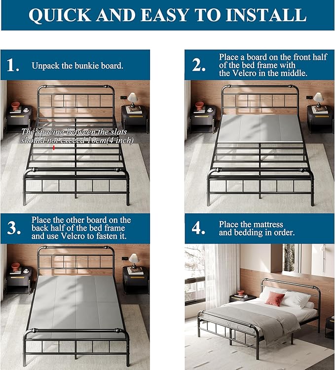RLDVAY Bunkie Board King, Large Double Bed Support Under Mattress, Light and Thin/Breathable/Noise Minimizing Bunky Boards, Whole Bed Board Design (No Spacing), Low Profile Bed Board