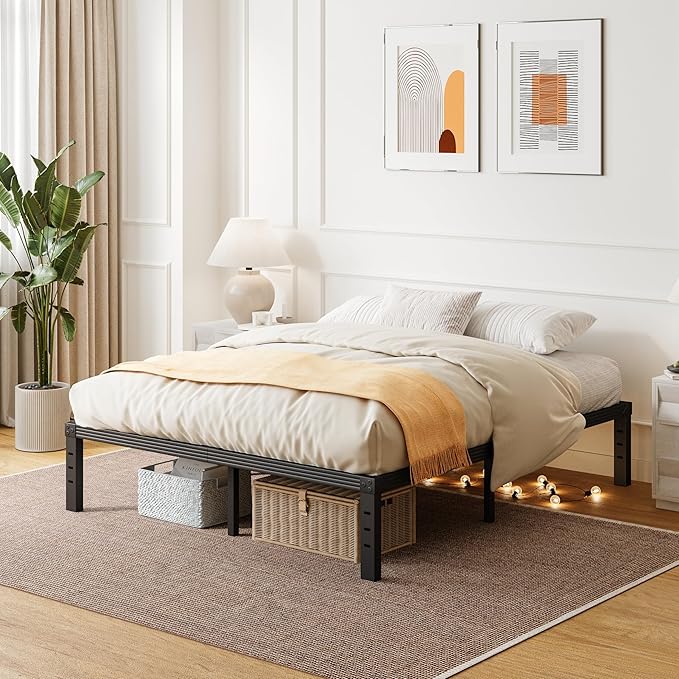 ZIYOO Full Bed Frames, 12 Inches Platform Bed Frame, 3500lbs Heavy Duty Steel Slat, Non-Slip Design, No Box Spring Needed, Easy Assembly, Quiet Noise Free, Under Bed Storage Space, Black