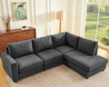 100" L-Shaped Couch with Reversible Chaise, Chenille Modular Sectional Sofa, 4-Seater Corner Couch for Living Room, Apartment, Dark Grey