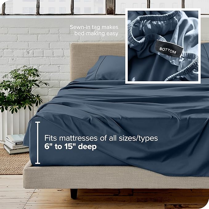 Bare Home Full Sheet Set - 1800 Ultra-Soft Microfiber Full Bed Sheets - Double Brushed - Deep Pockets - Easy Fit - 4 Piece Set - Bedding Sheets & Pillowcases (Full, Bering Sea)