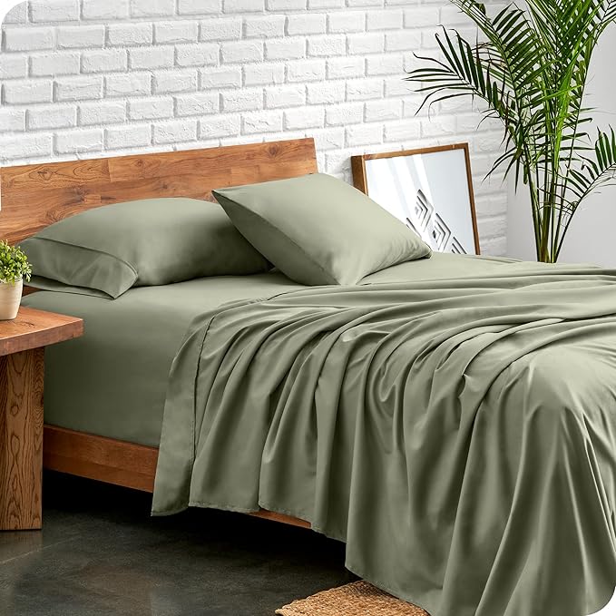 Bare Home Full Sheet Set - 1800 Ultra-Soft Microfiber Full Bed Sheets - Double Brushed - Deep Pockets - Easy Fit - 4 Piece Set - Bedding Sheets & Pillowcases (Full, Sage)