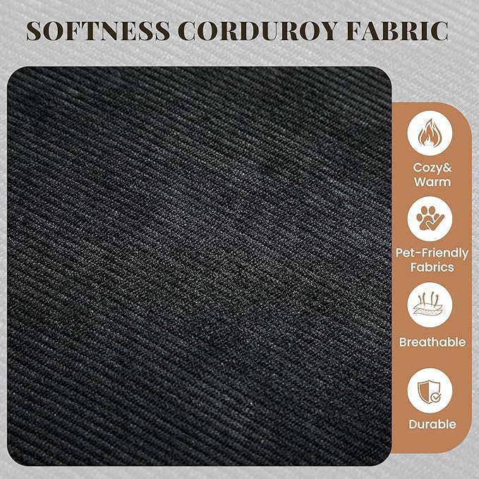 Cloud Sectional Boneless Couches for Living Room, Modular L Shaped Couch with Deep Seat Oversized Right Facing Chaise, Memory Foam Compressed Spineless Sofa for Bedroom, Fine-Striped Black | Washable Covers, Flexible Modular, High-Resilience Foam, Cat-...