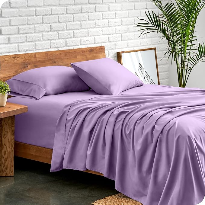 Bare Home Split Head Flex King Sheet Set - 1800 Ultra-Soft Microfiber Bed Sheets - Double Brushed - Deep Pockets - Easy Fit - 4 Piece Set - Bedding Sheets & Pillowcases (Lavender)