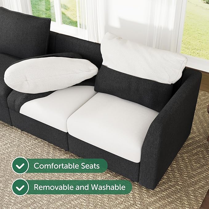 HONBAY Modular Sectional Sofa Couch with Storage, Modern U Shaped Sectional Sofa, Convertible Sectional Couch for Living Room - Linen Grey
