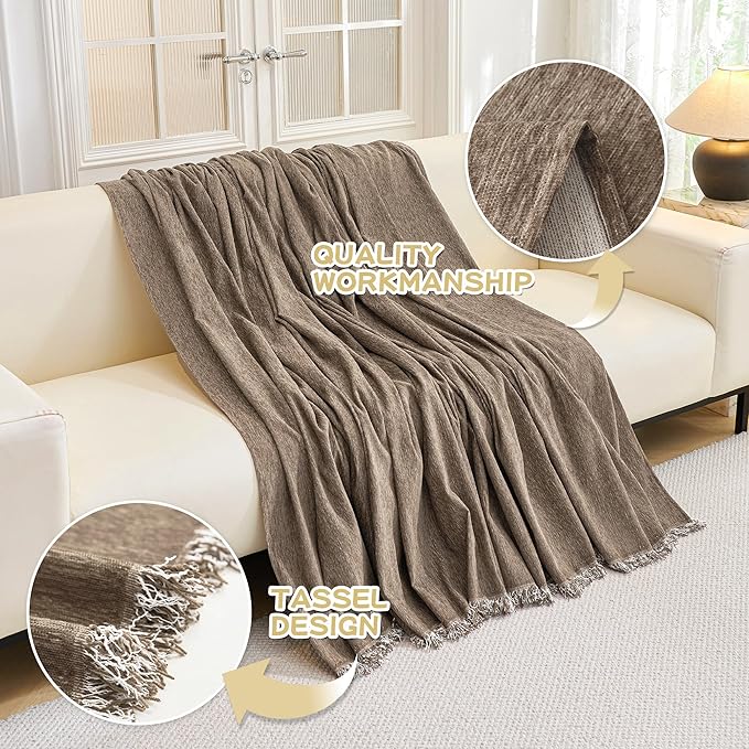 MYSKY HOME Couch Cover for Dogs, Washable Couch Covers, Non Slip Couch Sofa Cover, Couch Cover 2 Cushion Sofa Dogs Furniture Protector with Tassels Chenille Sofa Covers for Pets, 71"x118", Sand