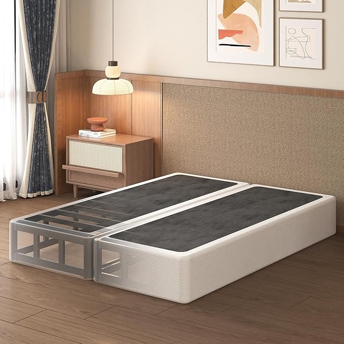 Lutown-Teen 9 Inch Split California King Box Spring Bed Base, 3500lbs Heavy Duty Metal High Profile Cal King Box Spring Mattress Foundation with Fabric Cover, Noise-Free, Non Slip, Easy Assembly