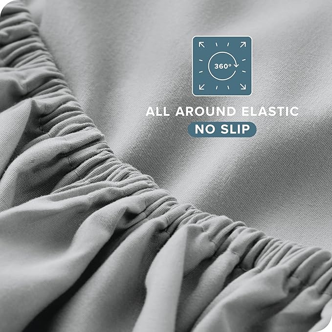 Bare Home Full XL Sheet Set - 1800 Ultra-Soft Microfiber Full Extra Long Bed Sheets - Double Brushed - Deep Pockets - Easy Fit - 4 Piece Set - Bedding Sheets & Pillowcases (Full XL, French Grey)