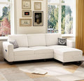 78" Sectional Sofa Couches for Living Room, Beige Convertible L Shaped Couch with Storage Ottoman, Deep Seat Pet-Friendly Linen Fabric Sofa Set for Small Space, Apartment, Dorm