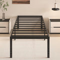 20 Inch Twin XL Size Bed Frame, No Box Spring Needed, Heavy Duty Black Metal Platform Mattress Foundation with Steel Slats, Non-Slip Noise Free Easy Assembly, Large Storage