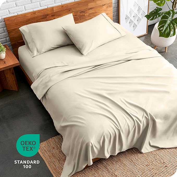 Bare Home Twin XL Sheet Set - 1800 Ultra-Soft Microfiber Twin Extra Long Bed Sheets - Double Brushed - Deep Pockets - Easy Fit - 3 Piece Set - Bedding Sheets & Pillowcases (Twin XL, Sand)