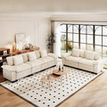 PHI VILLA 2 Pieces Modular Sofa and Loveseat Set, Corduroy 5-Seater Oversized Couch Sets with Deep Seat, Sectional Couches for Living Room, Beige