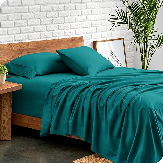 Bare Home Full Sheet Set - 1800 Ultra-Soft Microfiber Full Bed Sheets - Double Brushed - Deep Pockets - Easy Fit - 4 Piece Set - Bedding Sheets & Pillowcases (Full, Emerald)