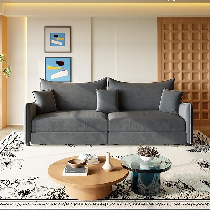 KEIKI 81.9" 3-in-1 Convertible Sofa Bed, Modern Velvet Sleeper Couch with Reinforced Frame, Pull Out Futon Sofa for Apartments, Guest Rooms, Dorms, Studios & Small Living Spaces