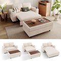 LINSY HOME Sectional Sleeper Sofa with Pull Out Couch Bed for Living Room (Beige) | Plush Corduroy, Storage Ottoman, Storage Chaise, Pull Out Couch, USB Charging