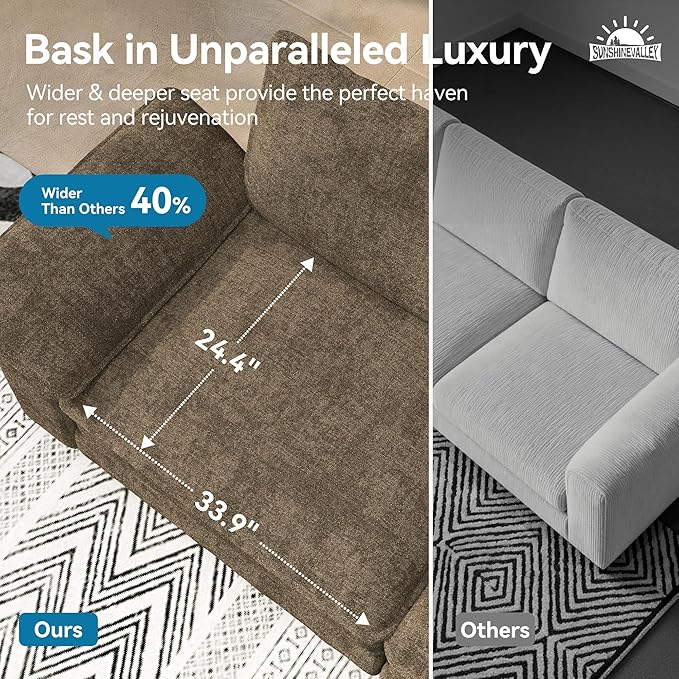 L Shaped Modular Cloud Couch, 157.5'' Oversized Chenille Sectional Sofa with Wider Armrest and Ottoman, Upholstered 5-Seat Modern Deep Seat for Bedroom Living Room, Taupe