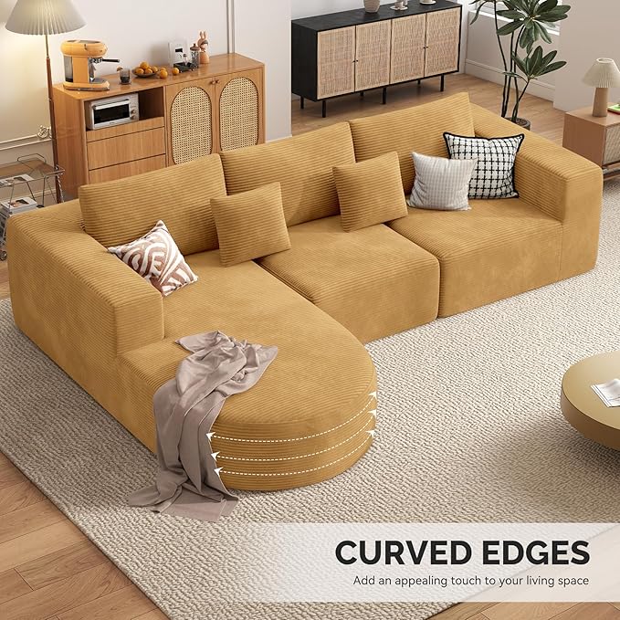 Boneless Couches for Living Room,Cloud Sectional Couch with L-Shape Chaise,Modern Modular Sofa with Deep Seat Upholstered Comfy Couches for Bedroom,No Assembly Required,1PCS