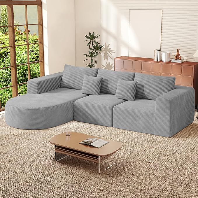 Boneless Couches for Living Room,Cloud Sectional Couch with L-Shape Chaise,Modern Modular Sofa with Deep Seat Upholstered Comfy Couches for Bedroom,No Assembly Required,1PCS