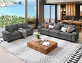 Sofa and Loveseat Set, Oversized Corduroy Modular Love seat and 3-Seat Couch with Pillows, 2 Piece Modern Cloud Sectional Deep Seat Sofa Furniture Set for Living Room, Grey