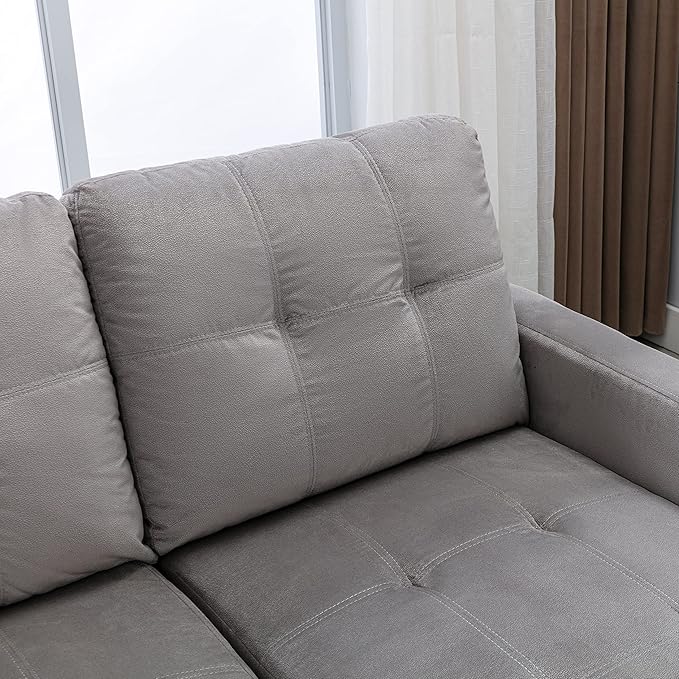 HABITRIO Sectional Sofa with Pull-Out Sleeper Bed, 76.8" Velvet Upholstered 2-Seat Solid Wood Frame Couch & Reversible Storage Chaise Lounge, Modern L-Shaped Corner Sofa for Living Room, Office