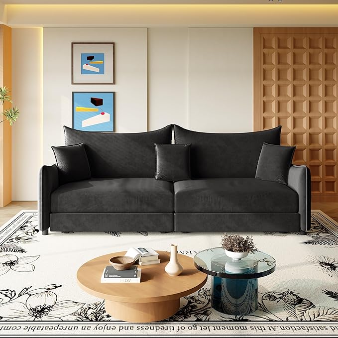 KEIKI 81.9" Sleeper Sofa, 3-in-1 Pull Out Couch Bed with Premium Velvet Upholstery, Perfect for Movie Nights, Overnight Guests, and Modern Home Decor