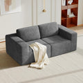 Vesgantti 80" Modular Sectional Sofa, Corduroy Cloud Couch with Deep Seating & Spring Support, 2 Seater Compact Modular Couch, Boneless Sectional Sofa for Small Spaces, No Assembly Required, Grey
