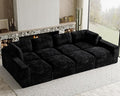 Boneless Modular Sectional Sleeper Sofa Bed Plush Corduroy Cloud Sectional Couches for Living Room with Deep Seat. Black Couch.