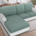 H.VERSAILTEX Sectional Couch Covers 3 Pieces Sofa Seat Cushion Covers L Shape Separate Cushion Couch Chaise Cover for Both Left/Right Sectional Couch (Seat Only: 1 Chaise + 2 Sofa, Sage)