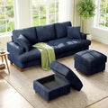 Kidirect 87in U Shaped Couch, Modular Sofa No Tool Assembly, Comfy Sectional Couches for Living Room 21in Deeper Seats, Corduroy Sofas for Living Room with 2 Pillows, Loveseat Sofa Set, Blue Couch | Comfy Corduroy, Oversized 87in Couch, 850LB Tough, To...