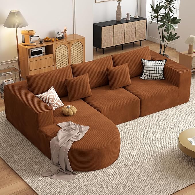 Boneless Couches for Living Room,Cloud Sectional Couch with L-Shape Chaise,Modern Modular Sofa with Deep Seat Upholstered Comfy Couches for Bedroom,No Assembly Required,1PCS