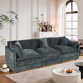 Setawix Chenille Cloud Couches for Living Room,3 Seater Cloud Sofa Couch with Deep Seat,112.2" Roomy Cloud Sofas,Modular Sectional 3 Seat Sofa with Pillows for Bedroom. (Grey, 3 Seater)
