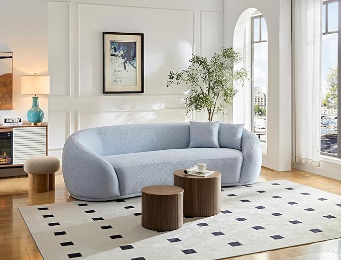 90.94'' Modern Sofa- 3 Seater Sofa, Comfy Sofa Couch with Extra Deep Seats, Upholstered Boucle Couch for Living Room Apartment Lounge (Green)