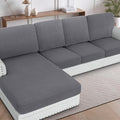 H.VERSAILTEX Sectional Couch Covers 4 Pieces Sofa Seat Cushion Covers L Shape Separate Cushion Couch Chaise Cover for Both Left/Right Sectional Couch (Seat Only: 1 Chaise + 3 Sofa, Grey)