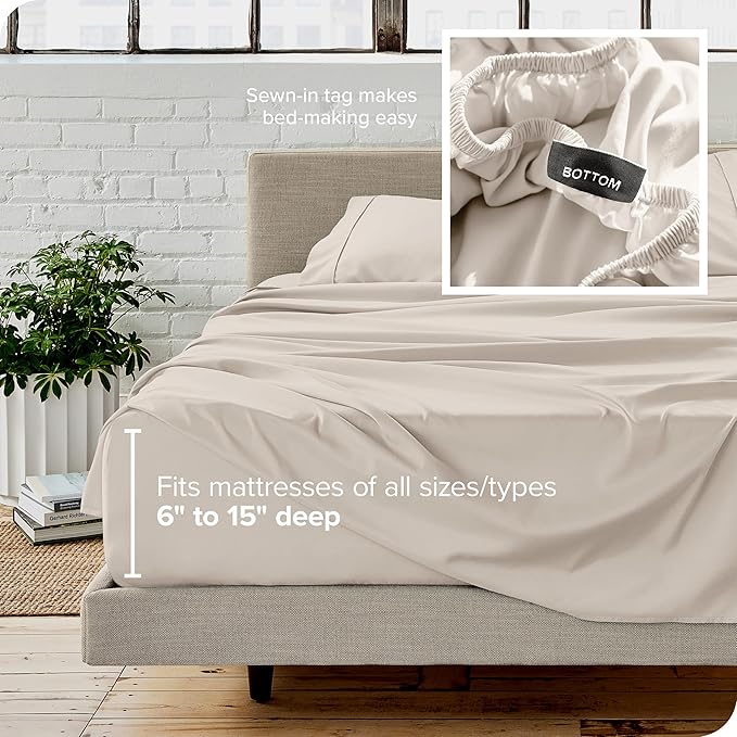 Bare Home California King Sheet Set - 1800 Ultra-Soft Microfiber Cal King Bed Sheets - Double Brushed - Deep Pockets - Easy Fit - 4 Piece Set - Bed Sheets (California King, Wheat)