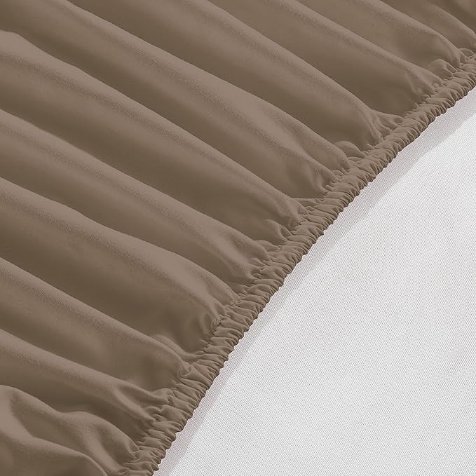 Elegant Comfort 1500 Premium Hotel Quality 18-24 Inches Deep - Extra Deep Pocket Single Fitted Sheet for High Mattress, Luxury and Softest, Smart Pocket - Wrinkle Free, Queen, Taupe
