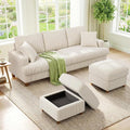 Kidirect 87in U Shaped Couch, Modular Sofa No Tool Assembly, Comfy Sectional Couches for Living Room 21in Deeper Seats, Corduroy Sofas for Living Room with 2 Pillows, Loveseat Sofa Set, Beige Couch | Comfy Corduroy, Oversized 87in Couch, 850LB Tough, T...