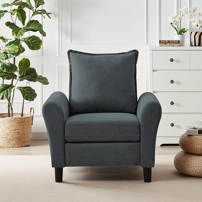 Accent Chair for Living Room, 35" Reading Chairs for Bedroom Arm Chair Modern Single Sofa Comfy Chair for Apartment, Waiting Room and Office (Dark Grey, Chair)
