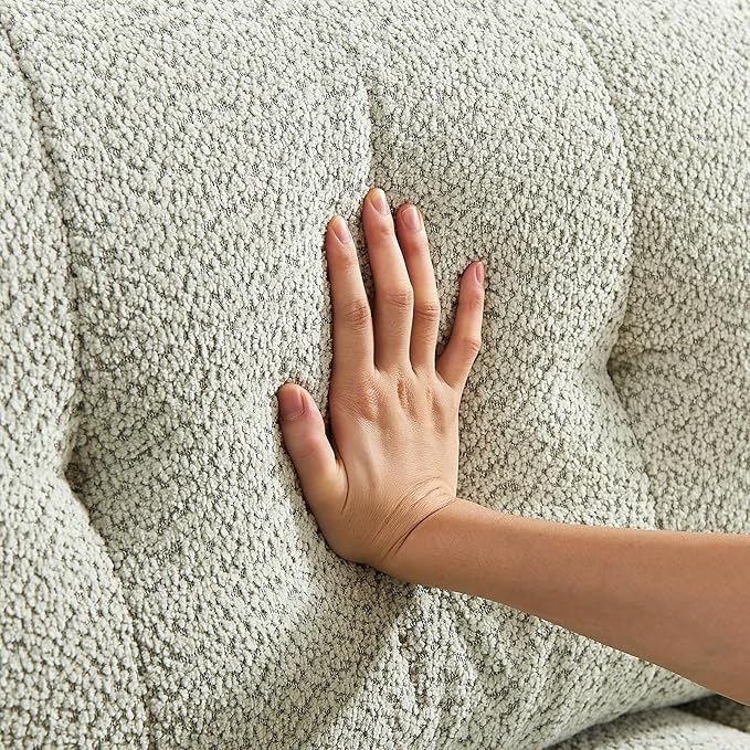 91.5" W Cloud Boucle Sofa for Living Room, Modern Comfy Boucle Couch with Rolled Arms and Soft Pillows, Cozy Teddy Oversized Loveseat for Apartment, Studio, Bedroom, Sage Green