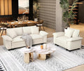 87.5'' Oversized Loveseat Couch and Chair Set, 3-Seat Corduroy Modern Modular Cloud Sofa with Pillow, 2 Piece Living Room Deep Sectional Sofa Furniture Set for Apartment, Beige